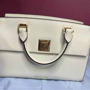 Michael Kors Cream Whitney Satchel with Gold Accents